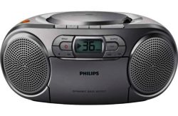 Philips AZ127/05 Boombox with CD and Cassette Player -Silver